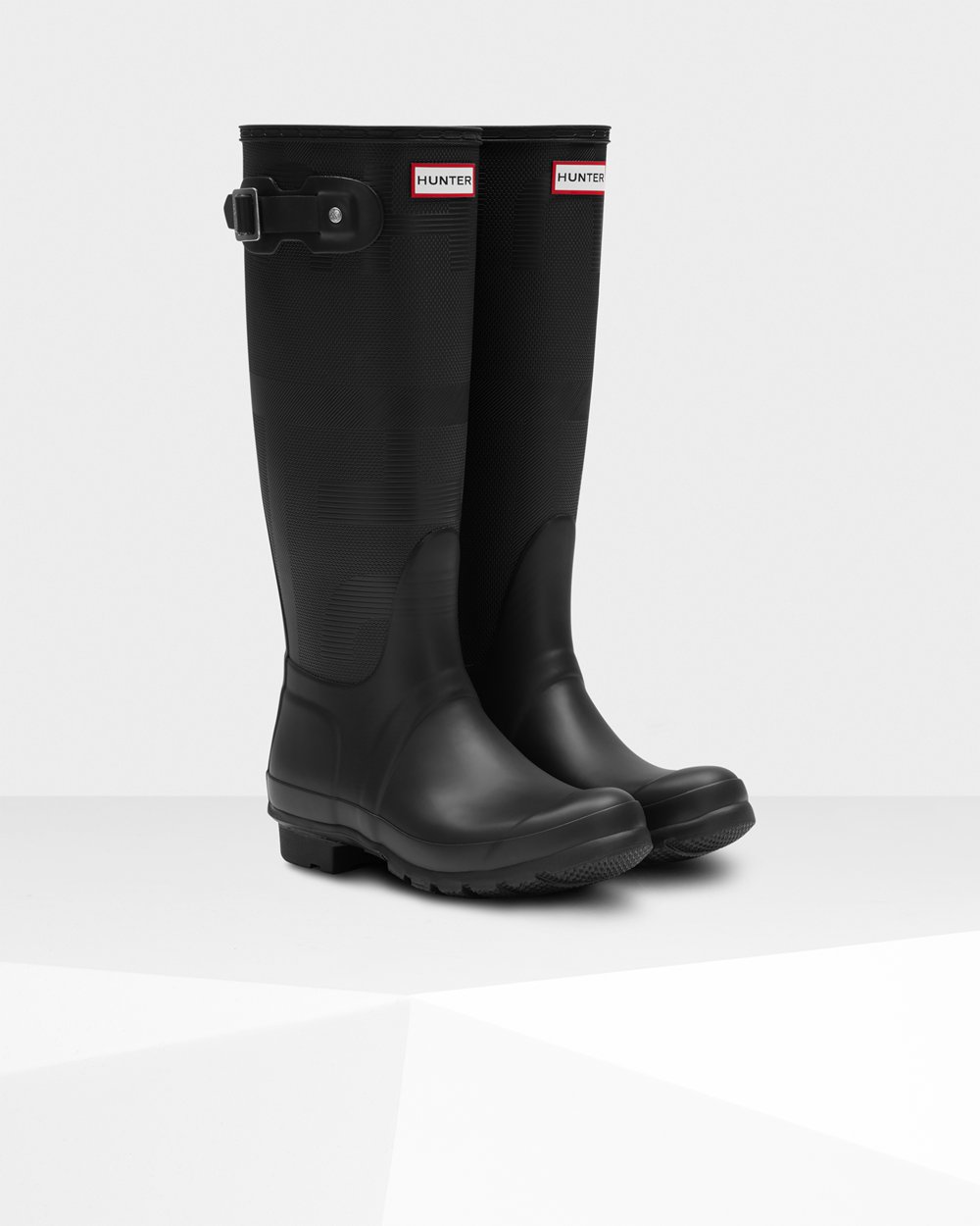 Womens Tall Rain Boots - Hunter Original Exploded Logo Texture (35YEQDRXU) - Black